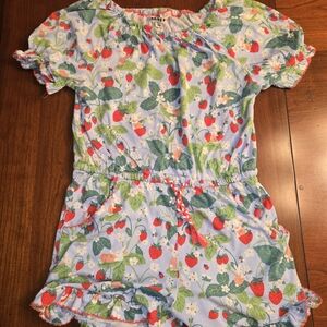 Floral Strawberry Print Kids Romper